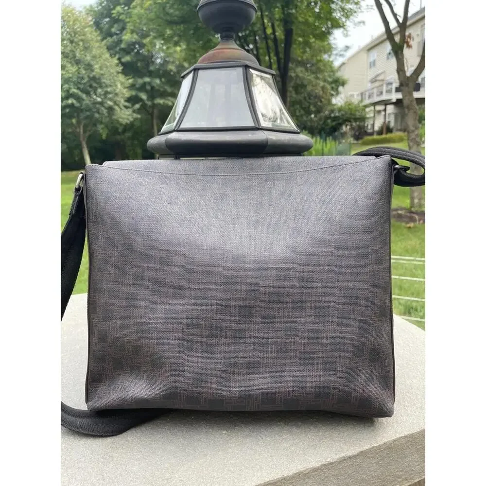DUNHILL canvas leather FLAP BRIEFCASE BAG (PU110